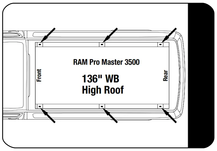 FRONT RUNNER KVRP008T RAM Pro Master 3500 136 Inch WB High Roof CAN Rack Kit - REMOVAL