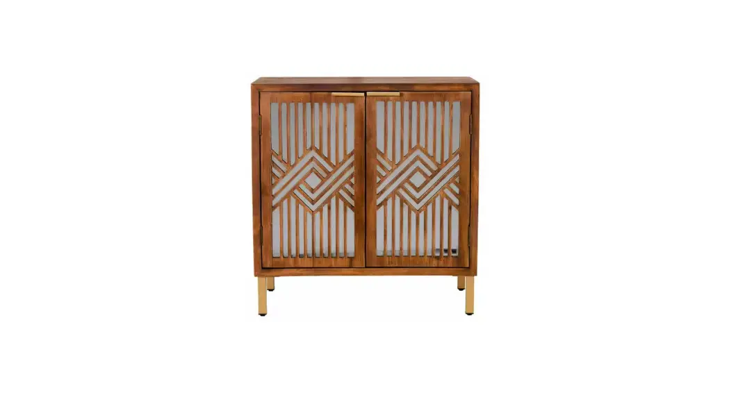 Fuin F02006 2-door Brown Accent Storage Cabinet With Mirrored Front Instruction Manual