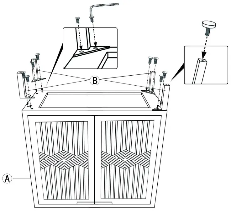 FUIN F02006 2 Door Brown Accent Storage Cabinet with Mirrored Front - fig