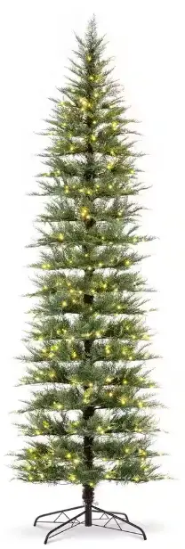 glitzhome-2014600092-9ft-Pre-Lit-Pencil-Green-Pine-Artificial-Christmas-Tree-PRODUCT-IMAGE