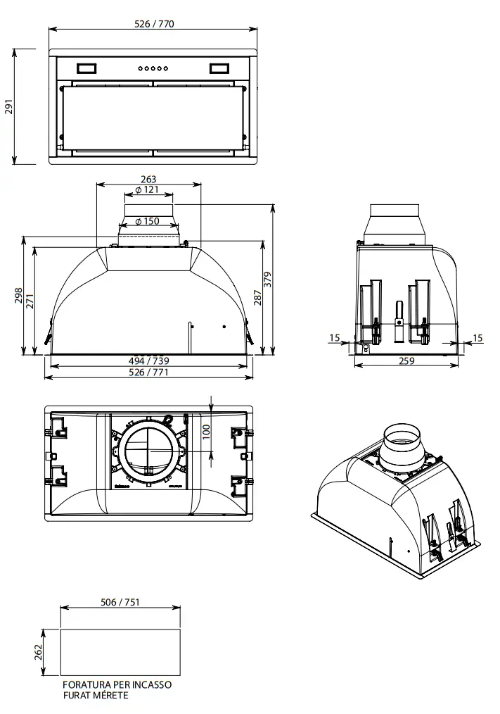 falmec Built In Max Evo 50 T600 White Hood Built - fig 1