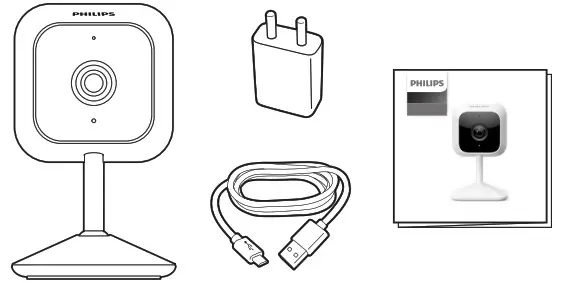 PHILIPS 1000 Series Home Safety Smart Indoor Camera - Whats in the box