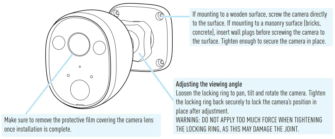 Adjusting MOUNT THE CAMERA
