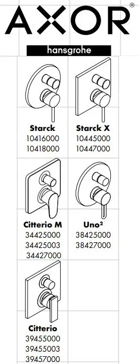 hansgrohe AXOR UNO2 Bath Faucet Levers Instruction Manual