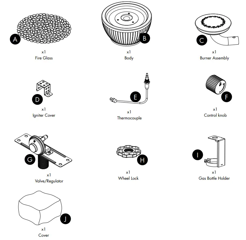 Broyhill GAT17002BL Tabletop Gas Firebowl - List