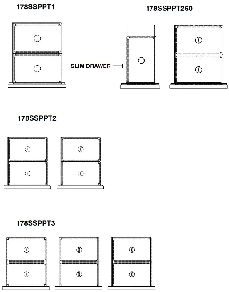 AVANTCO 178SSPT27HC SS Series Prep Tables - Drawer Pan Layouts