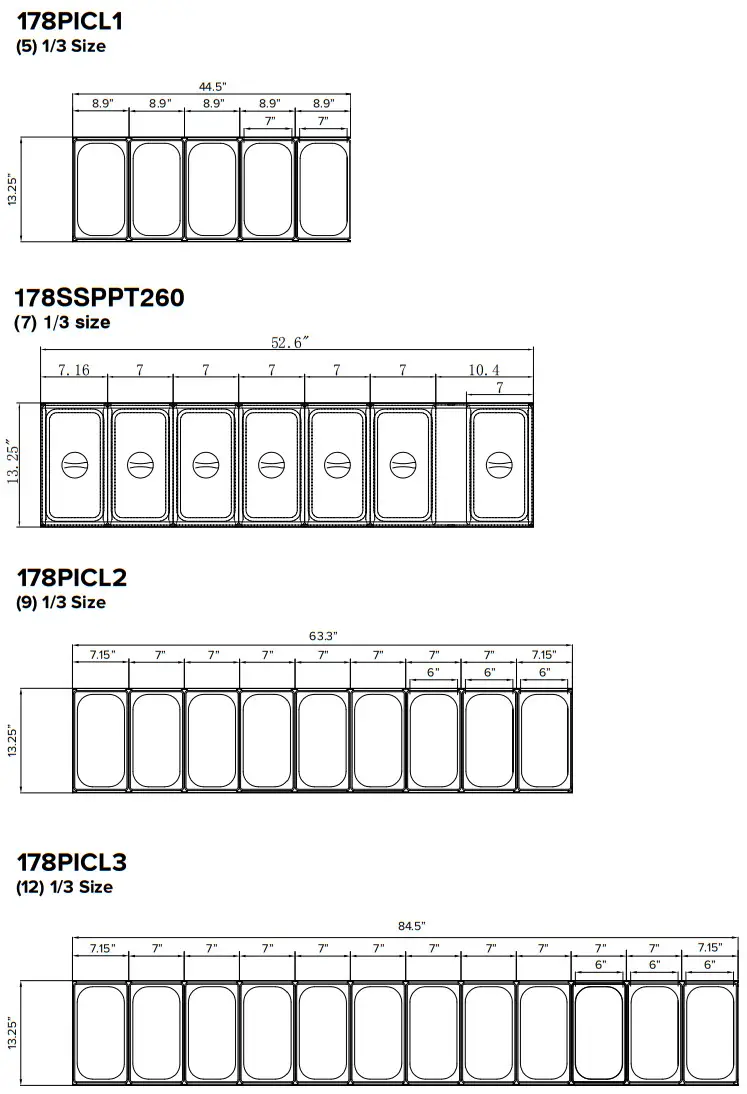 AVANTCO 178SSPT27HC SS Series Prep Tables - Food Pan LayoutsFood Pan Layouts 2