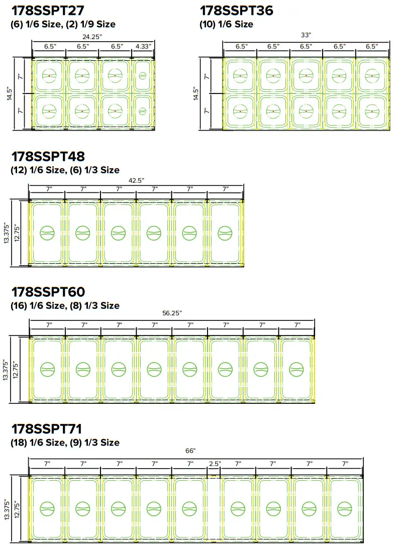 AVANTCO 178SSPT27HC SS Series Prep Tables - Food Pan LayoutsFood Pan Layouts