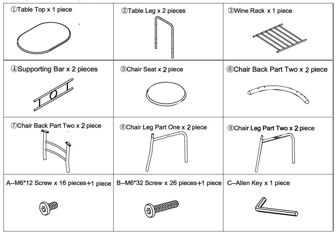 VINGLI G52000716 3 Piece Dining Room Table Set - fig