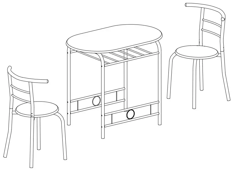 VINGLI G52000716 3 Piece Dining Room Table Set