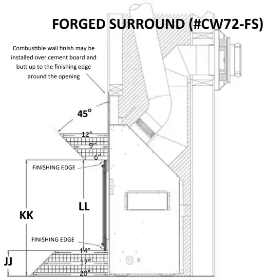 KOZY HEAT Callaway 72 Direct Vent Fireplace - FORGED SURROUND 2