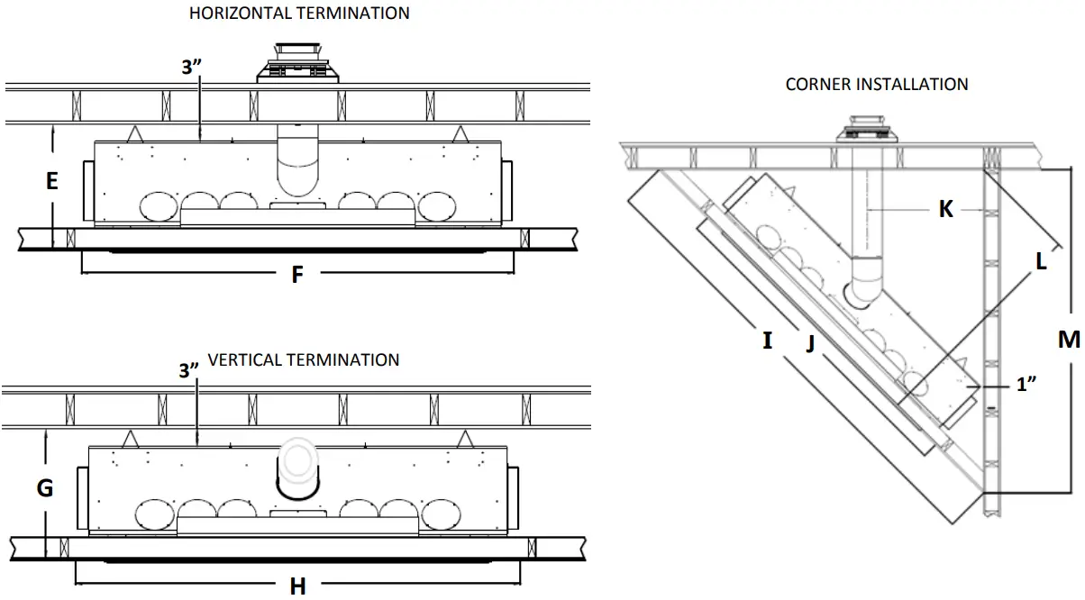 KOZY HEAT Callaway 72 Direct Vent Fireplace - Framing Opening 2
