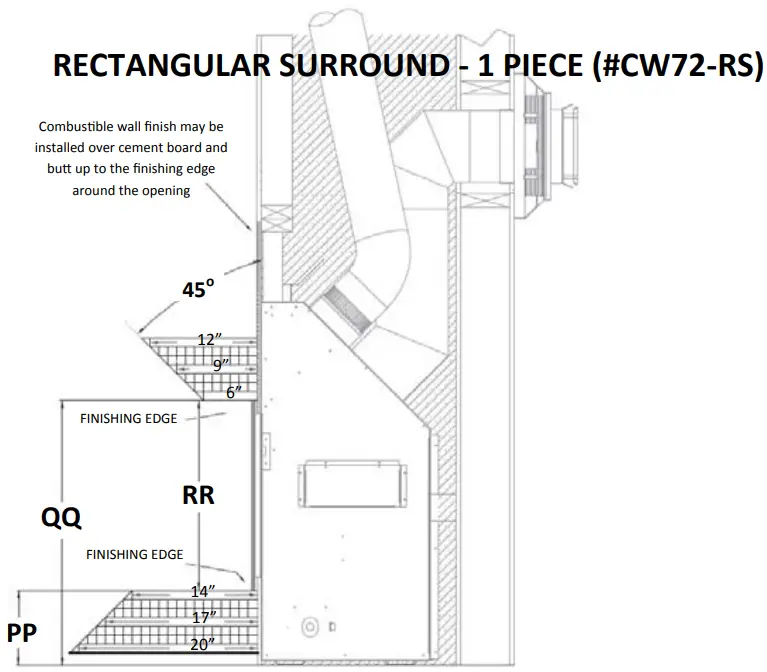 KOZY HEAT Callaway 72 Direct Vent Fireplace - RECTANGULAR SURROUND
