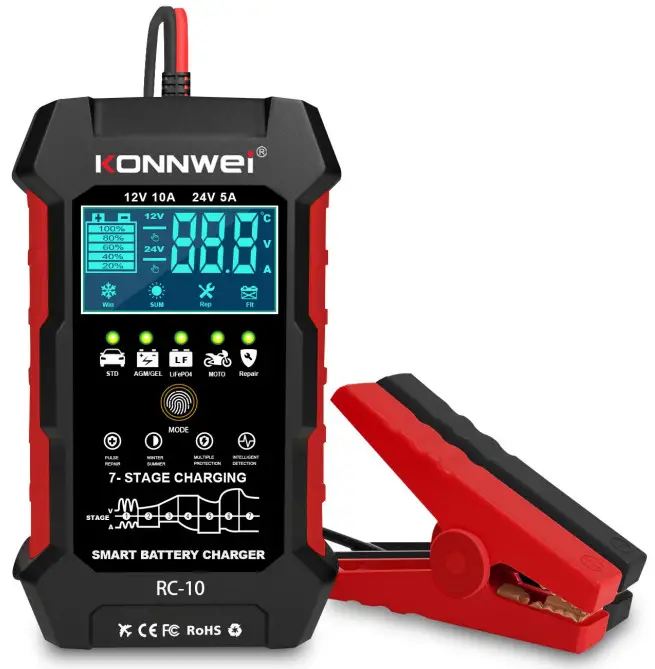 KONNWei RC 10 12V 10A Smart Automatic Battery Charger and Pulse Repair Tool