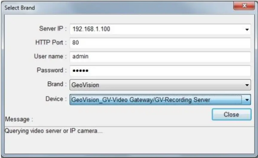 Connecting with GV-VMS