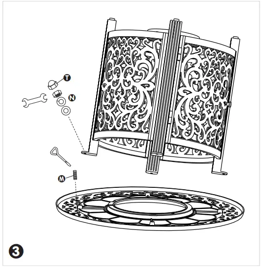 Fire Sense 63689-NG Jackson Round Aluminum Fire Pit - Assemble 3