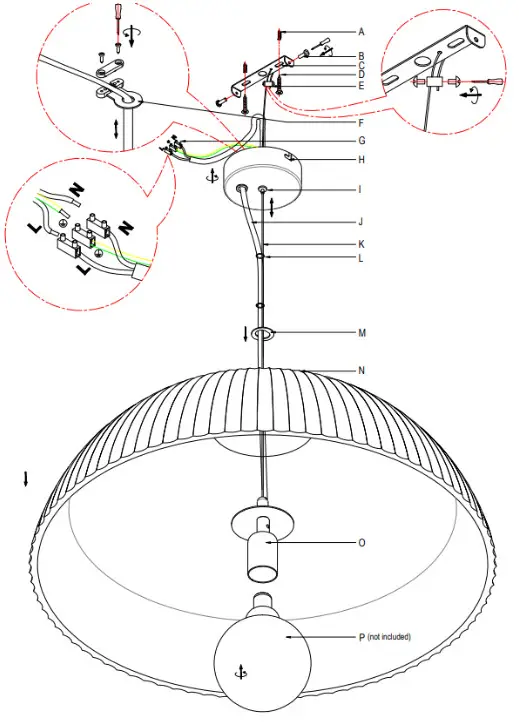BY MASSON 017150 Bianco 1 Light Large Ribbed Dome Pendant - Fig1