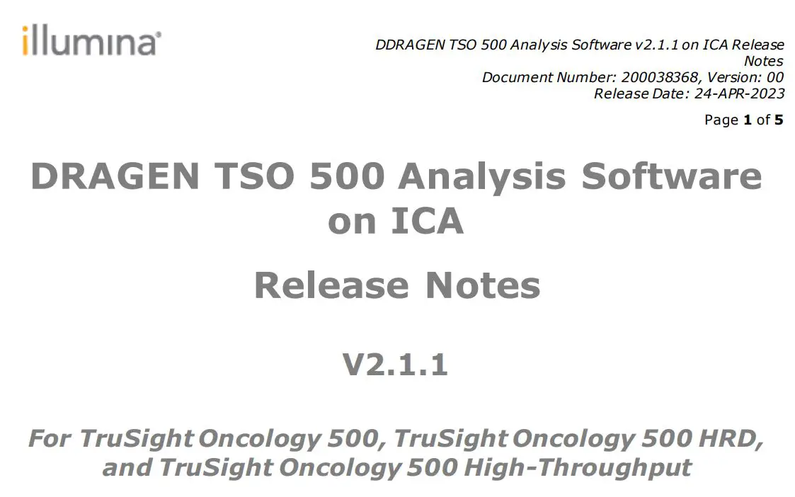 illumina DRAGEN TSO 500 Analysis Software User Guide