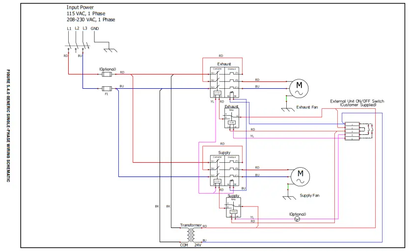 RenewAire HE Series ERV HE4XINH Energy Recovery Ventilator - IRING SCHEMATICS