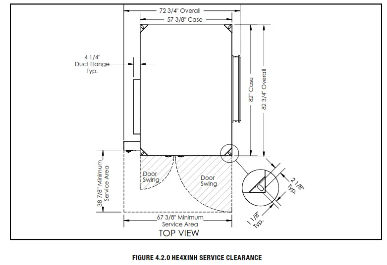RenewAire HE Series ERV HE4XINH Energy Recovery Ventilator - SERVICE CLEARANCES