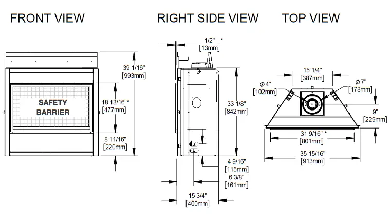 NAPOLEON BL36NTEA1 Ascent Pro Series Electronic Ignition Direct Vent Gas Fireplace- BL36-1