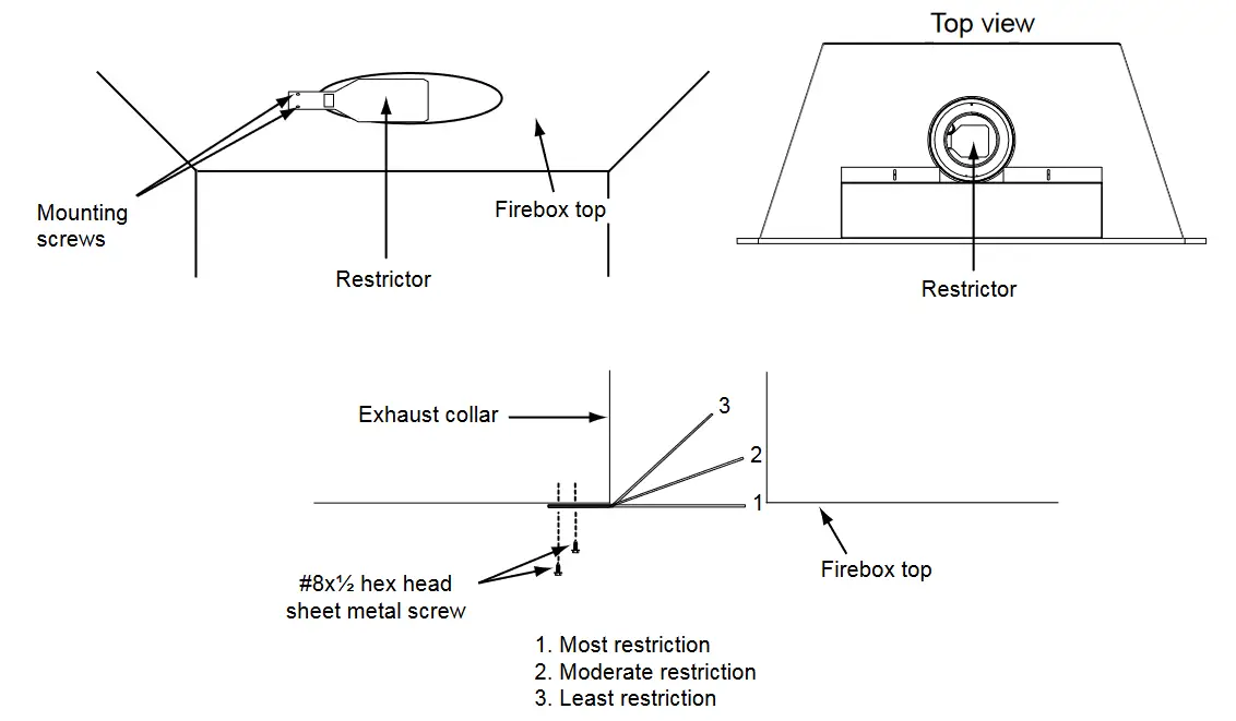 NAPOLEON BL36NTEA1 Ascent Pro Series Electronic Ignition Direct Vent Gas Fireplace - degrees of restriction