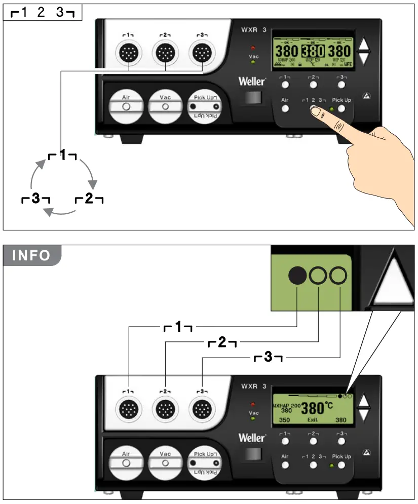 Weller WXR 3 3 Channel Power Unit - Change channel