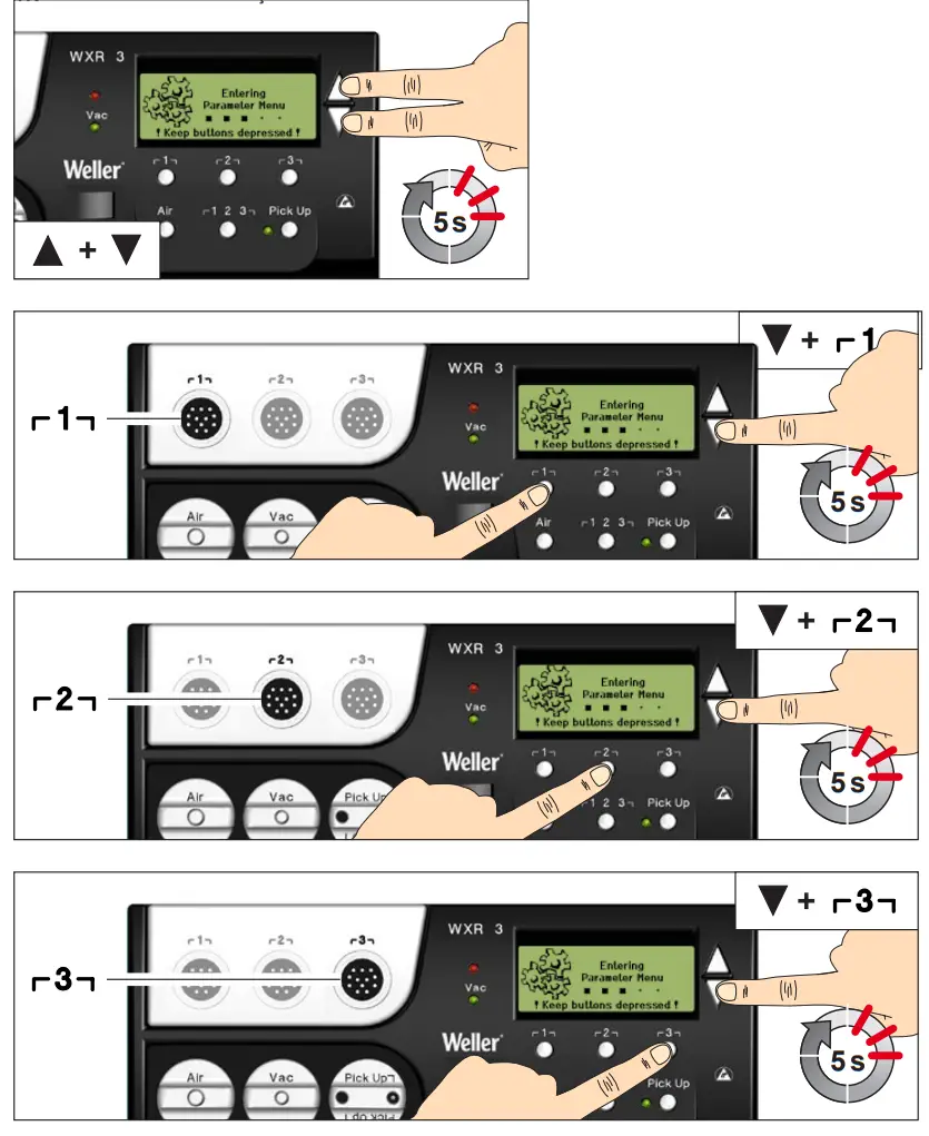 Weller WXR 3 3 Channel Power Unit - Parameter menu