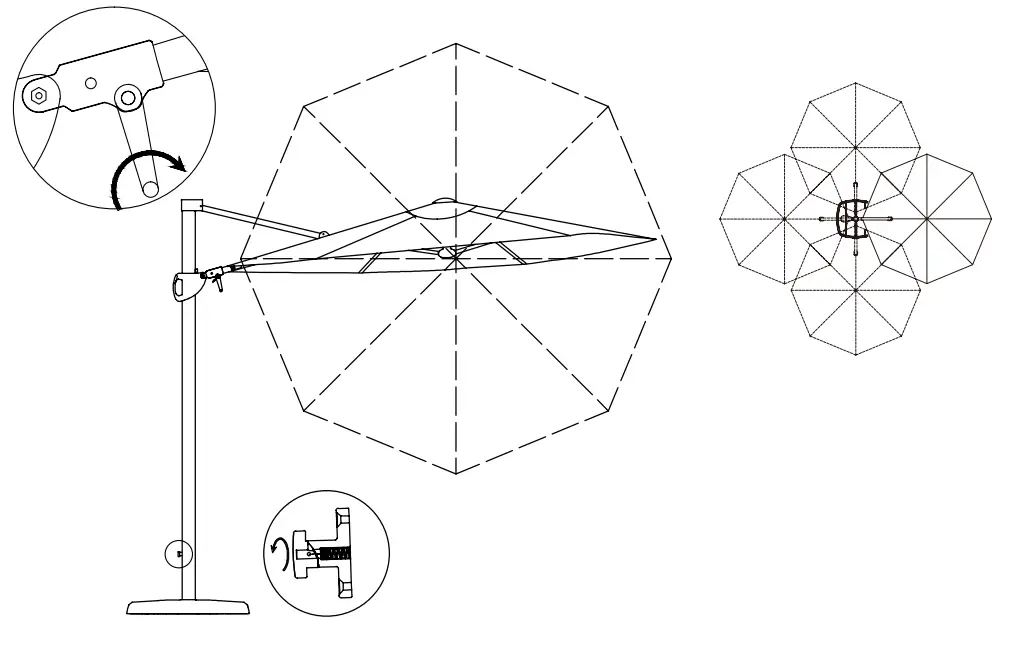 KETTLER PLD33 3 3m LED Free Arm Parasol - fig6