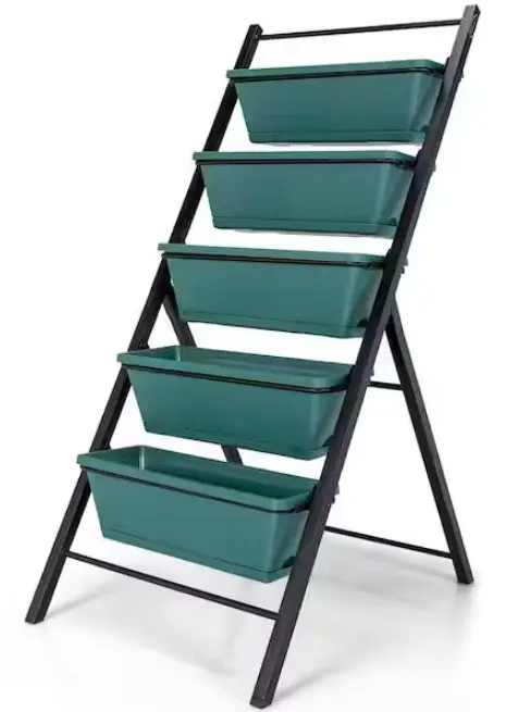 Alpulon-ZY1C0340-5-Tier-Green-Plastic-Vertical-Planter-Box-Elevated-Raised-Bed-product