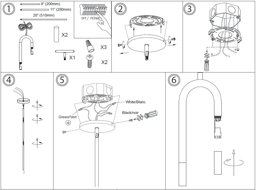 Dainolite WAN-152P-MB-AGB Wand 2-Light Matte Black Modern Pendant Light-fig-1