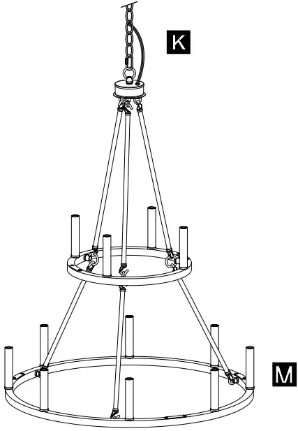 ACROMA 4512AZ 12 Light 28In Candle Style Tiered Farmhouse Chandelier - ASSEMBLY