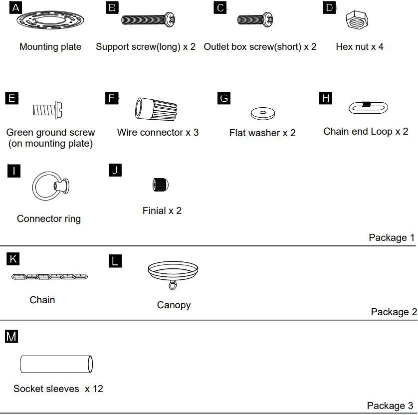 ACROMA 4512AZ 12 Light 28In Candle Style Tiered Farmhouse Chandelier - HARDWARE