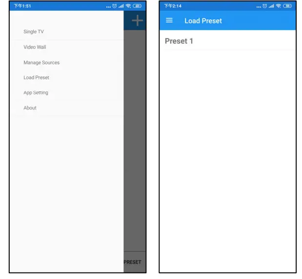 Apps Video Wall Control II App for Android - Preset 1