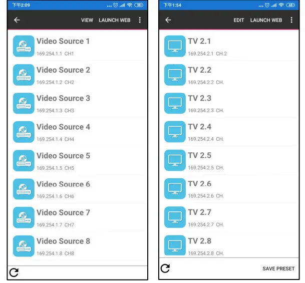 Apps Video Wall Control II App for Android - Transmitters 16