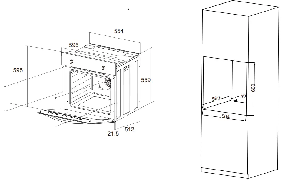 MontPellier MSFO59X, MSF059B Built In 59 Liter Single Fan Oven - DECRIPTION 1