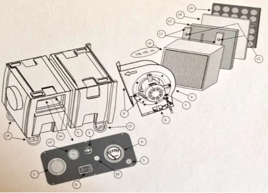 mintie PAB 2000 Pure Air Blaster - DIAGRAM OF UNIT AND CONTROL PANEL