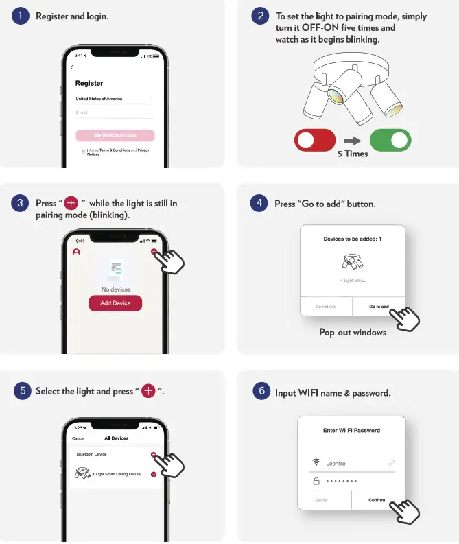 LeonLite Lite Edge 4-Light Smart Ceiling Fixture - fig 11