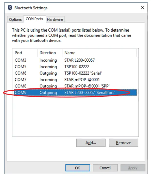 STAR MICRONICS Recovery Document for Windows Update - Bluetooth Settings