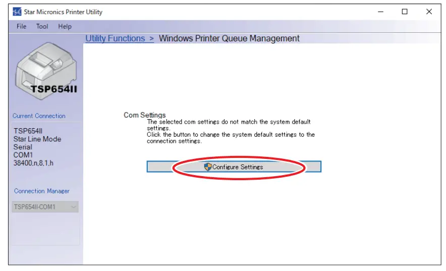 STAR MICRONICS Recovery Document for Windows Update - Configure Settings