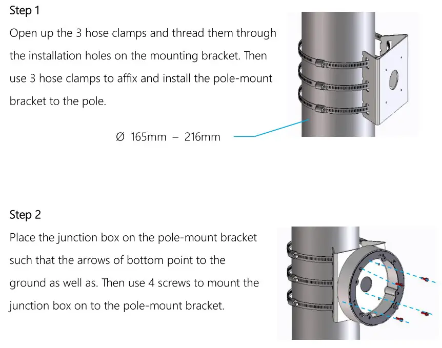 AI-Eye VS18210 8MP Motorized Lens Bullet Camera - Pole Mounting Installation with Junction Box 1