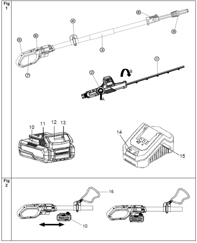 TEXAS PHX2000 20V Battery Long Reach Hedge Trimmer - overview 1