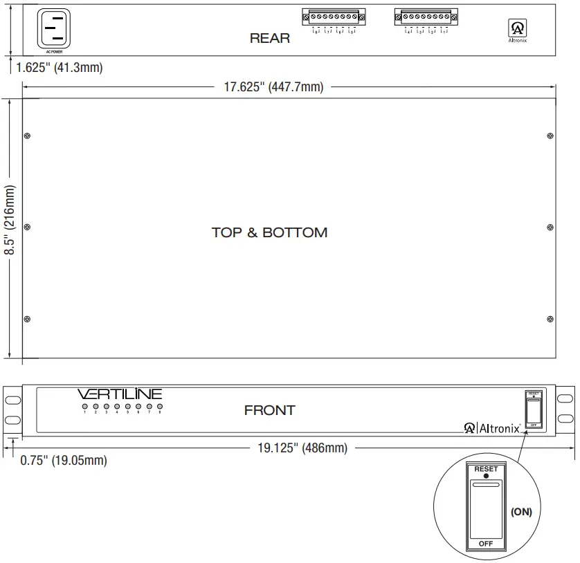 Altronix VertiLine3D Series Rack Mount Power Supplies - Mount Chassis