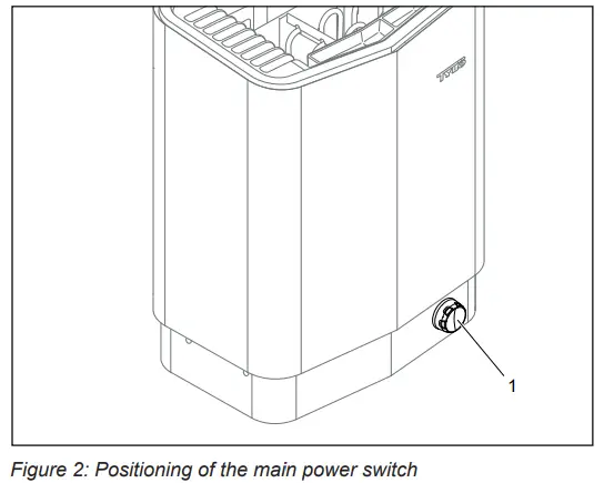 TYLO SENSE PLUS ELITE Sauna Heater - power switch