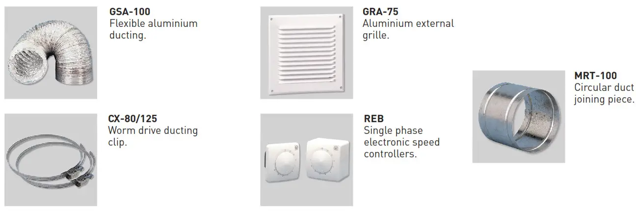 MB Presting EBB 175 DESIGN Centrifugal Fans - ACCESSORIES