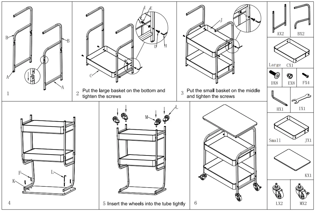 YIYIBYUS CS-HS7917-718 Black Rolling 3 Tier Iron Printer Stand Shelving Unit