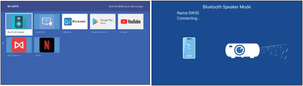 SHENZHEN SAGAMOBILE CO LTD SW30 Portable Projector - BT speakers