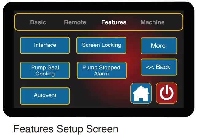 ADVANTAGE ENGINEERING Sentra SR Series with T Control Instrument - Features Setup Screen