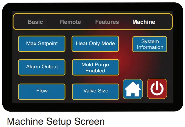 ADVANTAGE ENGINEERING Sentra SR Series with T Control Instrument - Machine Setup Screen