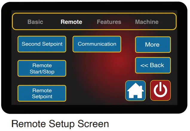 ADVANTAGE ENGINEERING Sentra SR Series with T Control Instrument - Remote Setup Screen